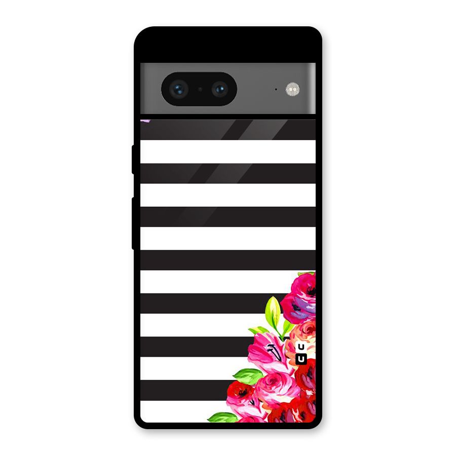 Floral Stripes Glass Back Case for Google Pixel 7