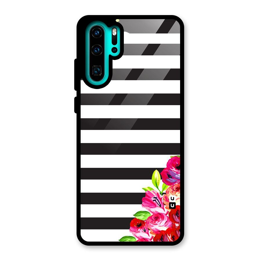 Floral Stripes Glass Back Case for Huawei P30 Pro