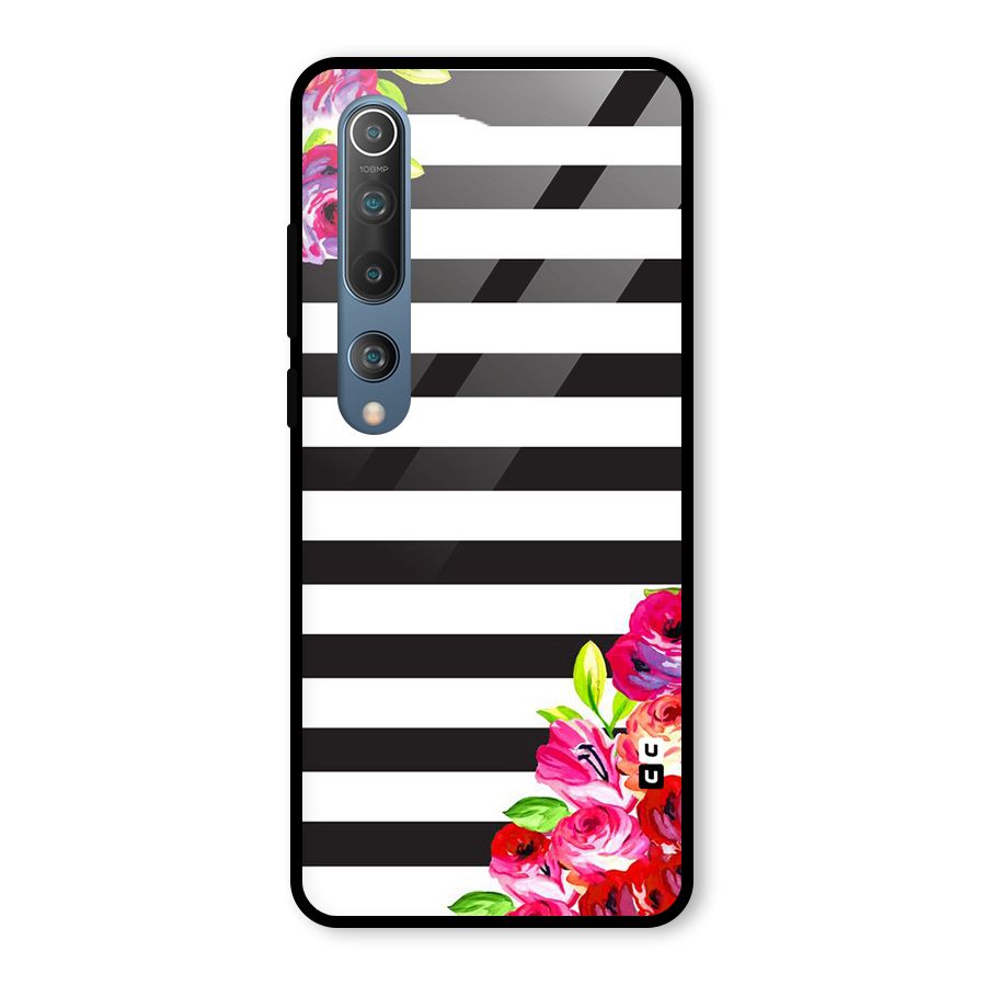 Floral Stripes Glass Back Case for Mi 10
