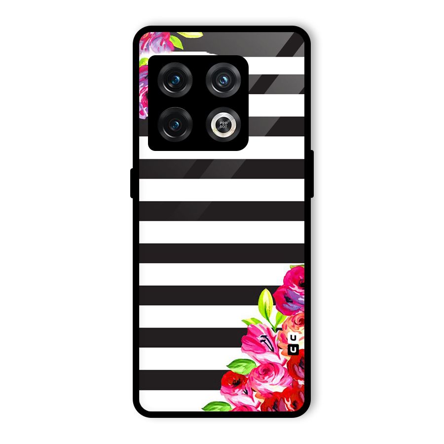 Floral Stripes Glass Back Case for OnePlus 10 Pro 5G