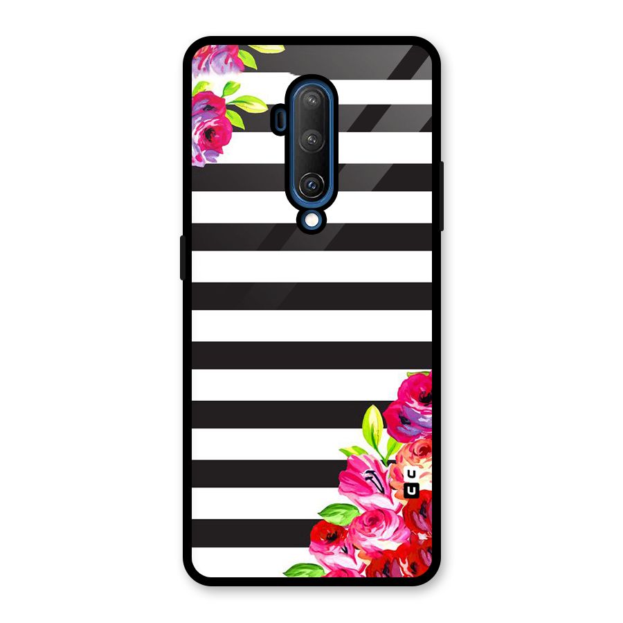 Floral Stripes Glass Back Case for OnePlus 7T Pro