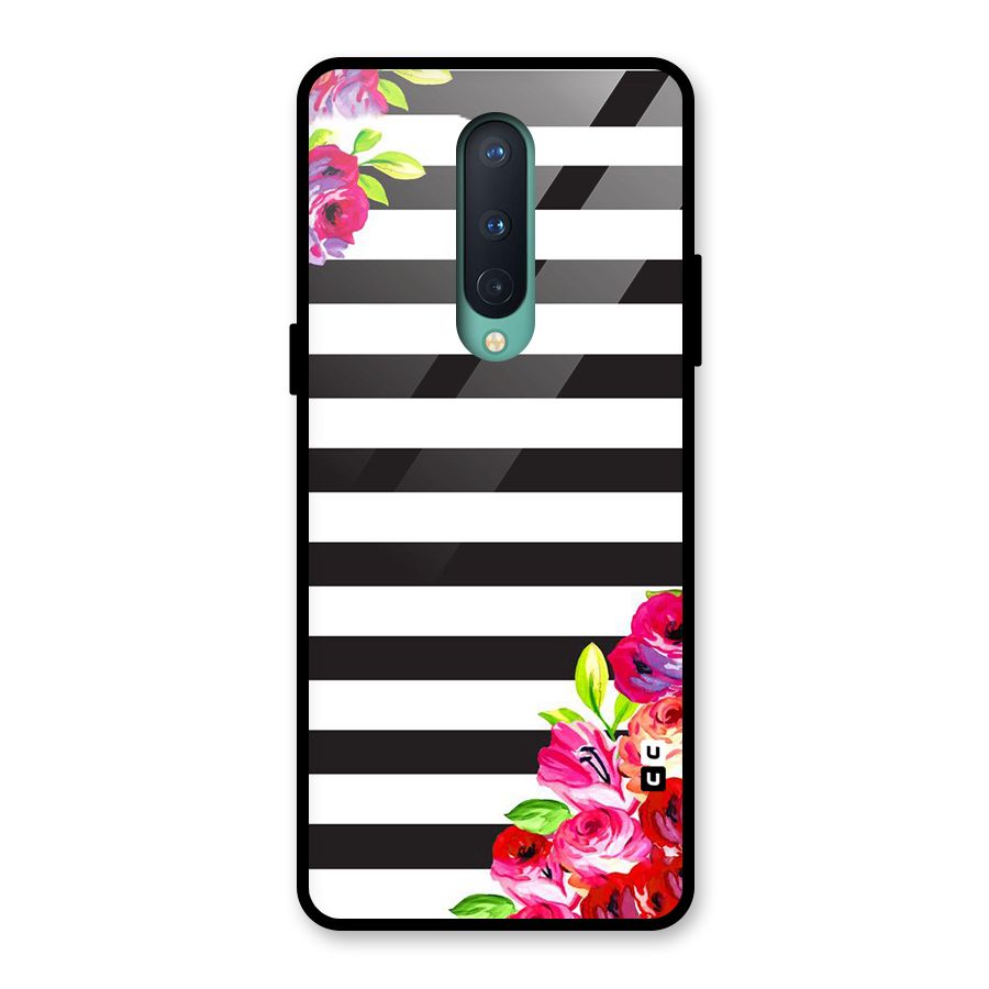 Floral Stripes Glass Back Case for OnePlus 8