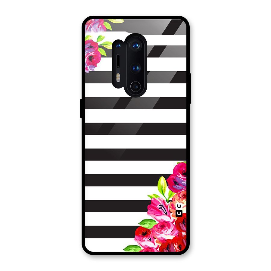 Floral Stripes Glass Back Case for OnePlus 8 Pro
