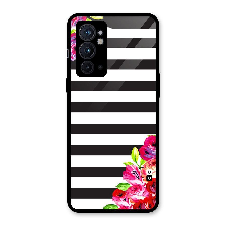 Floral Stripes Glass Back Case for OnePlus 9RT 5G