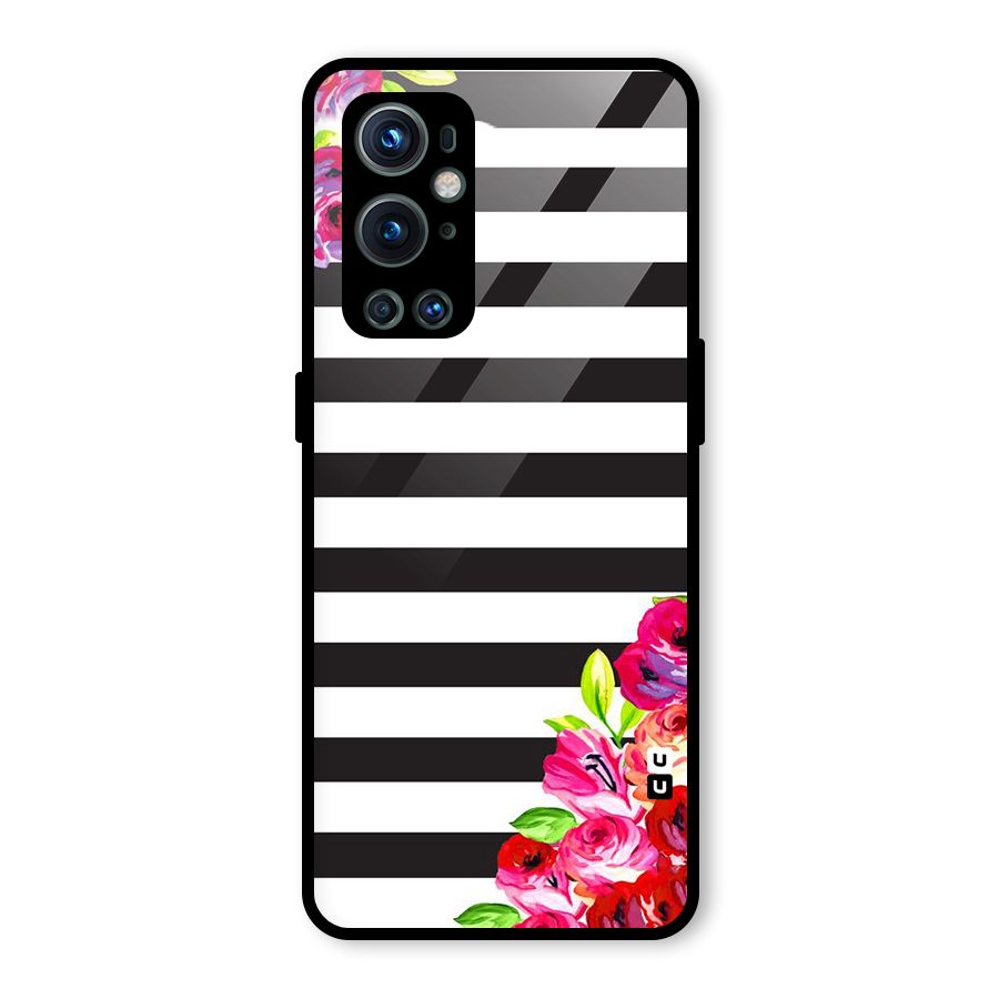 Floral Stripes Glass Back Case for OnePlus 9 Pro