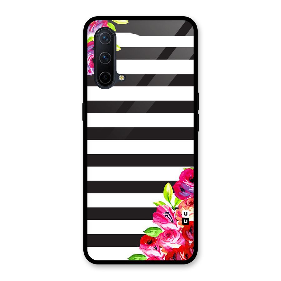 Floral Stripes Glass Back Case for OnePlus Nord CE 5G