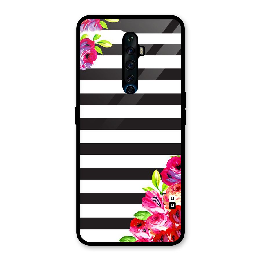 Floral Stripes Glass Back Case for Oppo Reno2 F