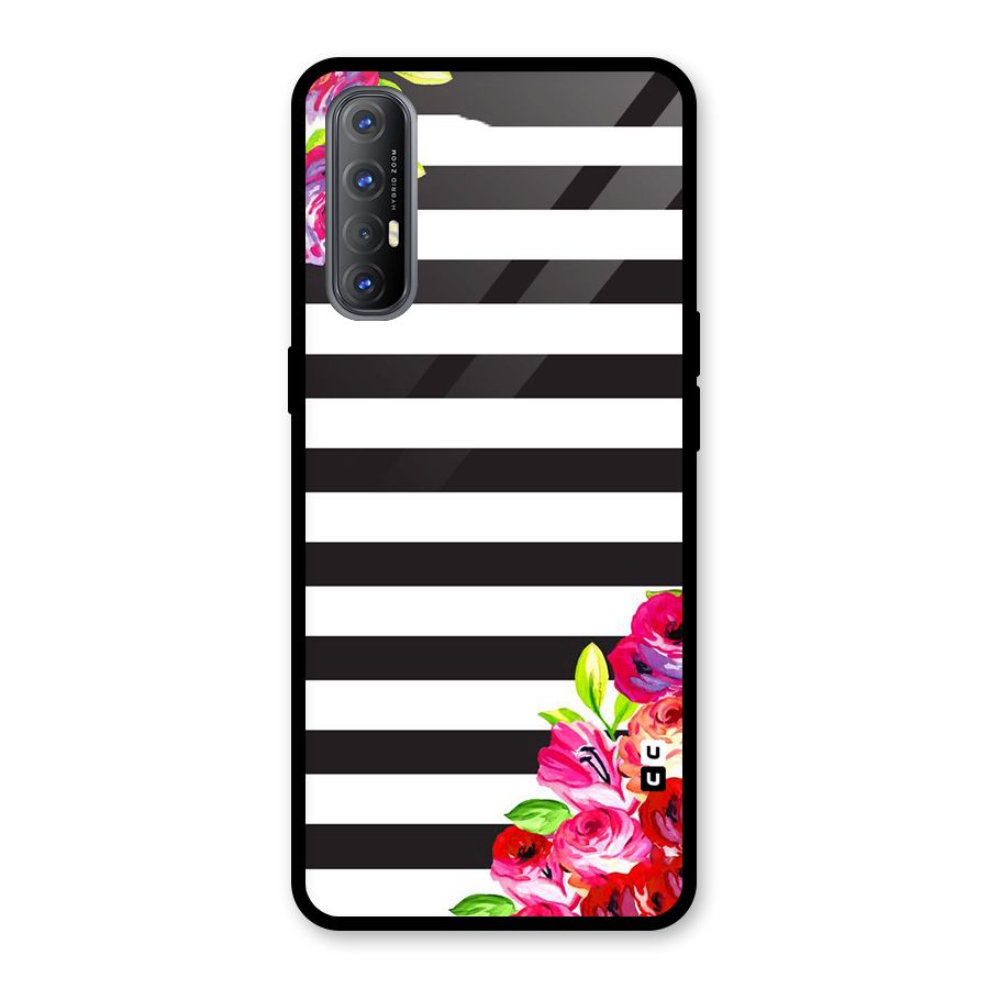 Floral Stripes Glass Back Case for Oppo Reno3 Pro