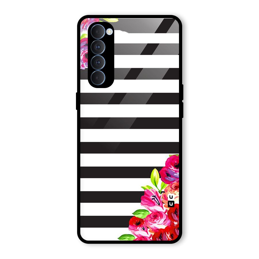 Floral Stripes Glass Back Case for Oppo Reno4 Pro