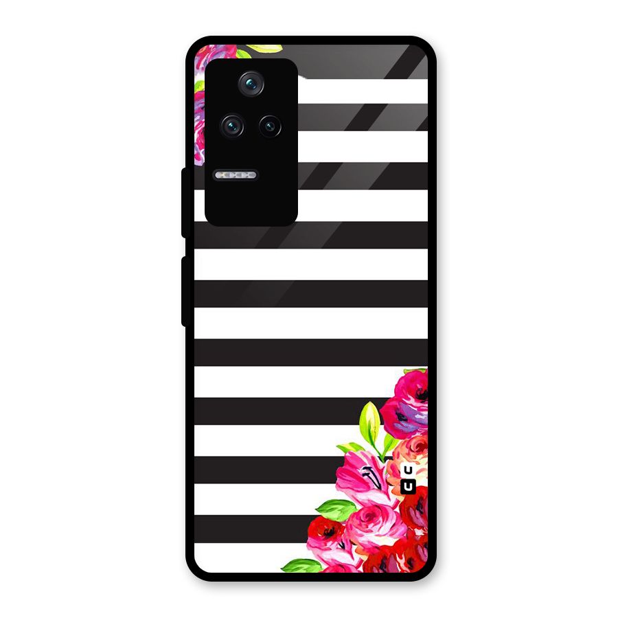 Floral Stripes Glass Back Case for Poco F4 5G