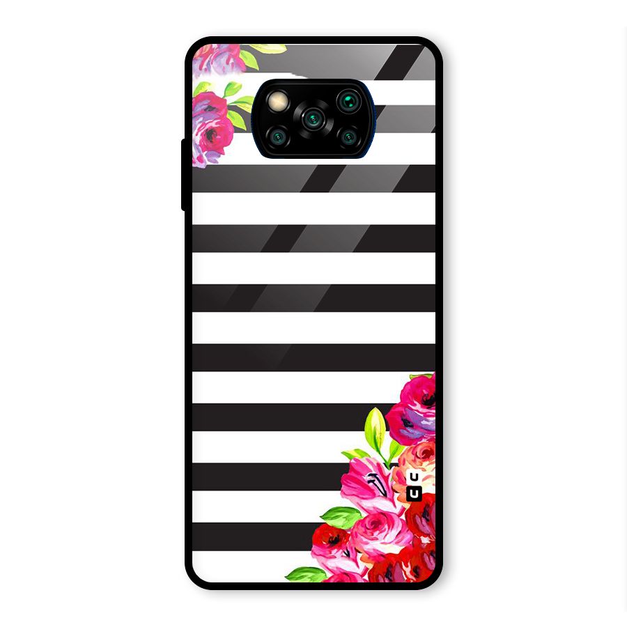 Floral Stripes Glass Back Case for Poco X3 Pro