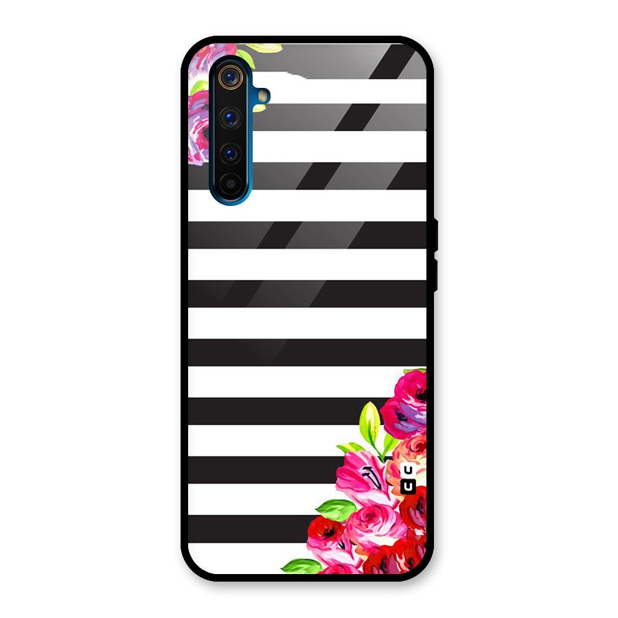 Floral Stripes Glass Back Case for Realme 6 Pro