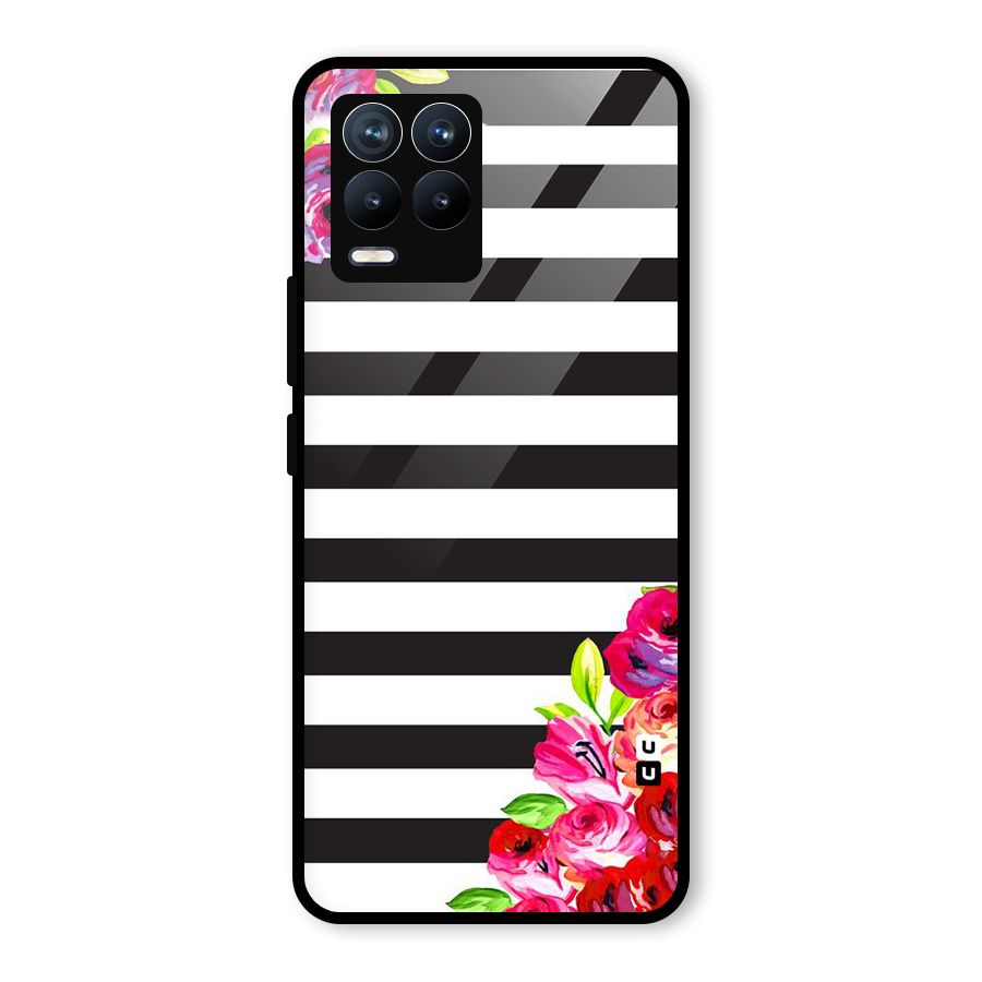 Floral Stripes Glass Back Case for Realme 8 Pro