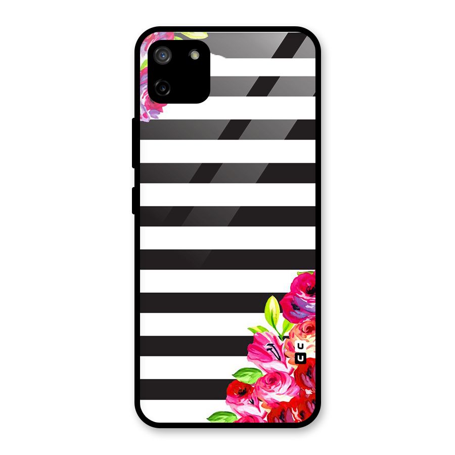 Floral Stripes Glass Back Case for Realme C11