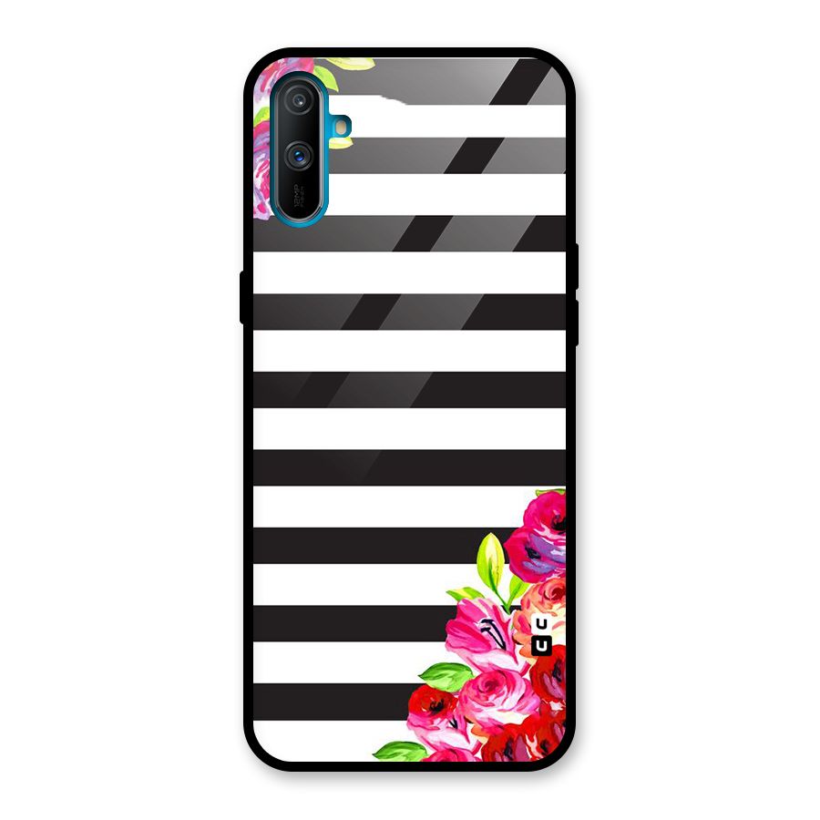 Floral Stripes Glass Back Case for Realme C3