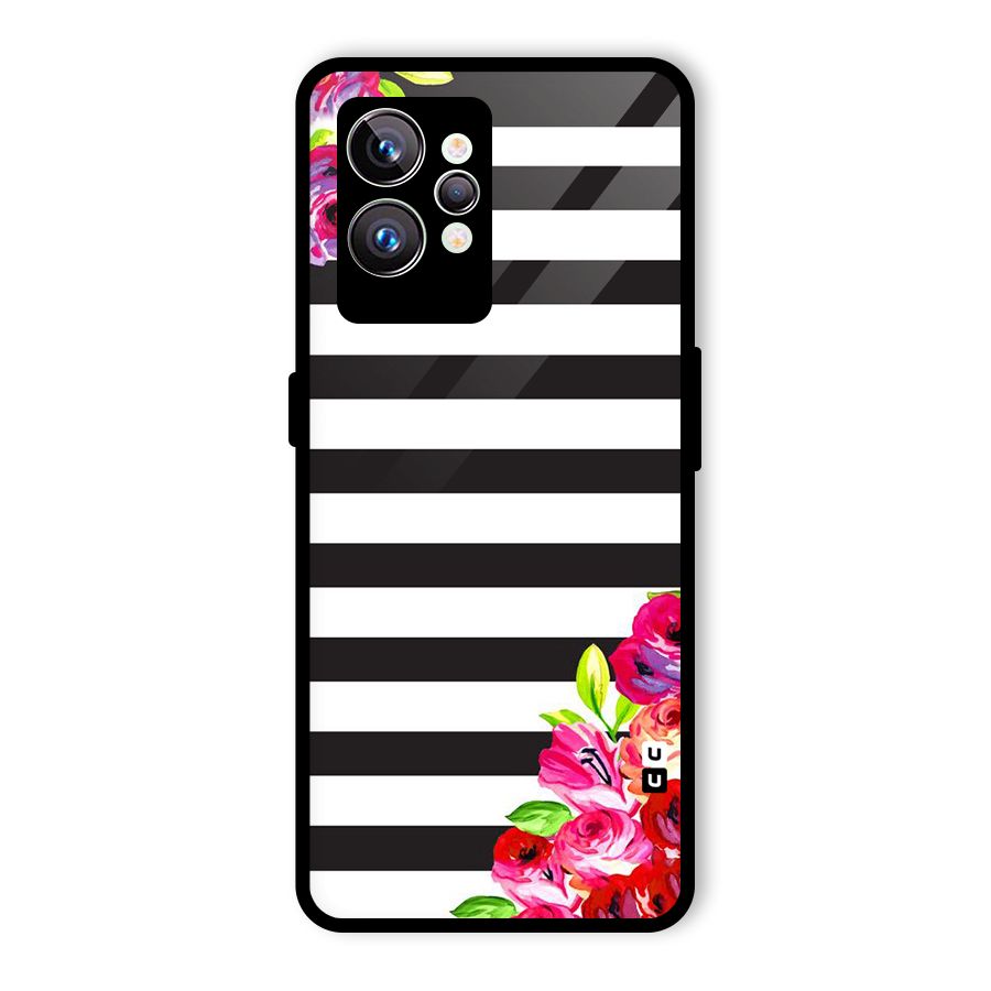 Floral Stripes Glass Back Case for Realme GT2 Pro