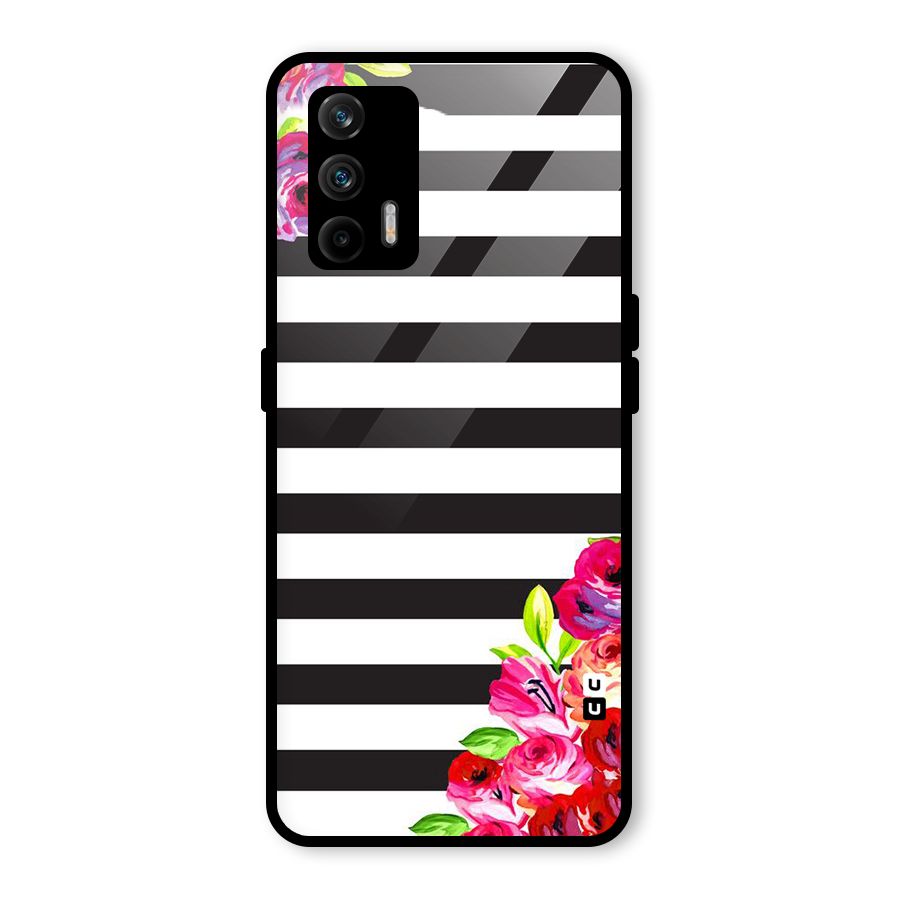 Floral Stripes Glass Back Case for Realme GT 5G