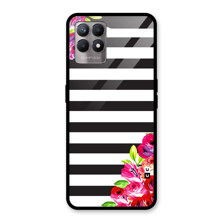 Floral Stripes Glass Back Case for Realme Narzo 50
