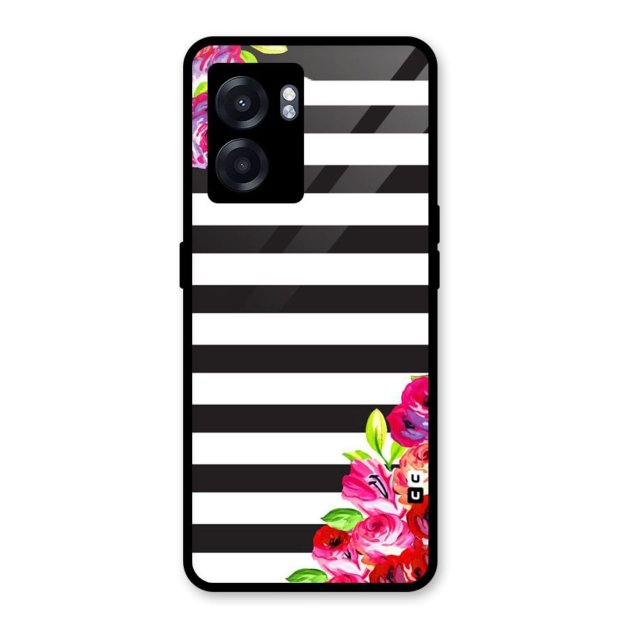 Floral Stripes Glass Back Case for Realme Narzo 50 5G
