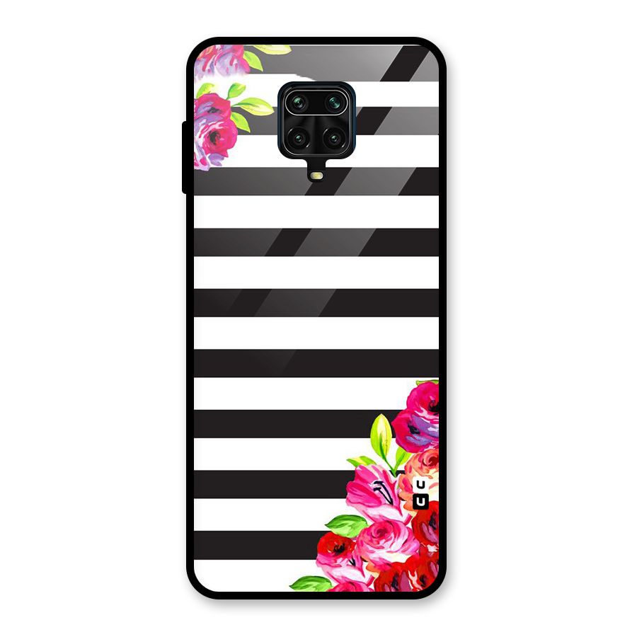 Floral Stripes Glass Back Case for Redmi Note 10 Lite
