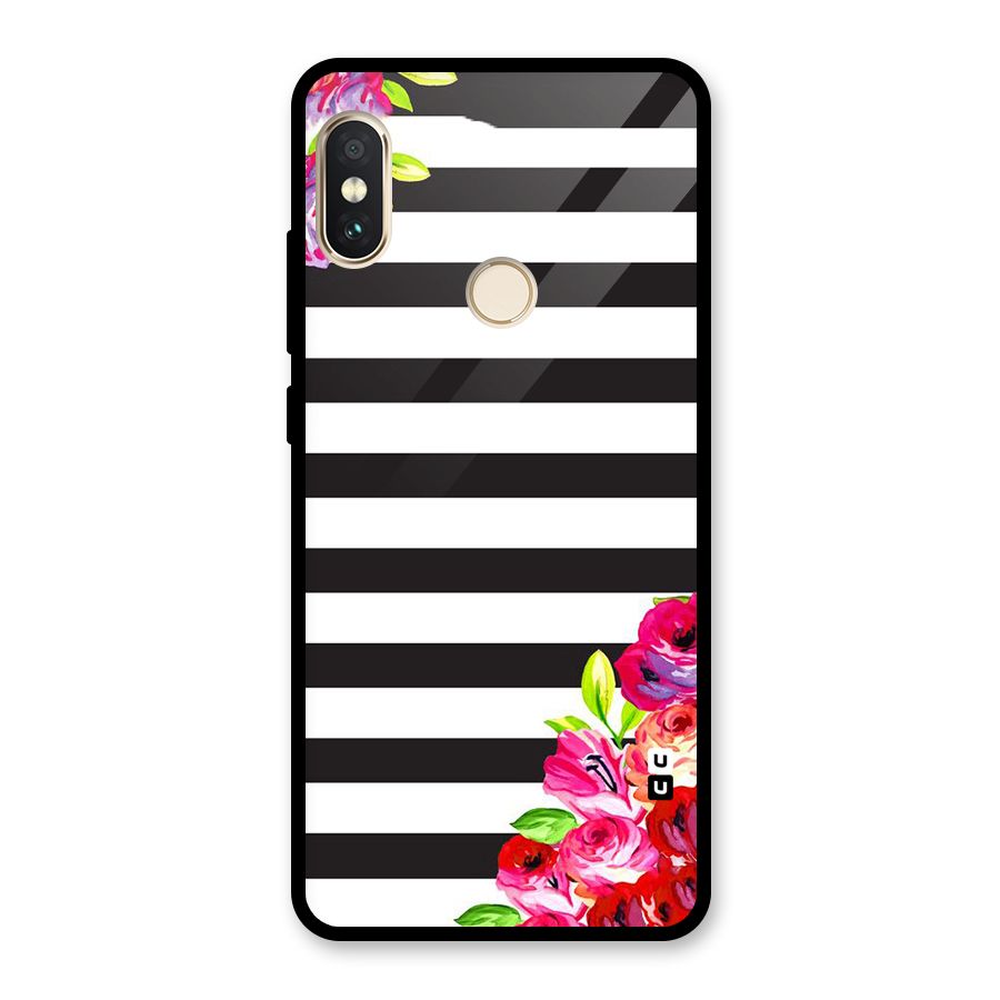 Floral Stripes Glass Back Case for Redmi Note 5 Pro