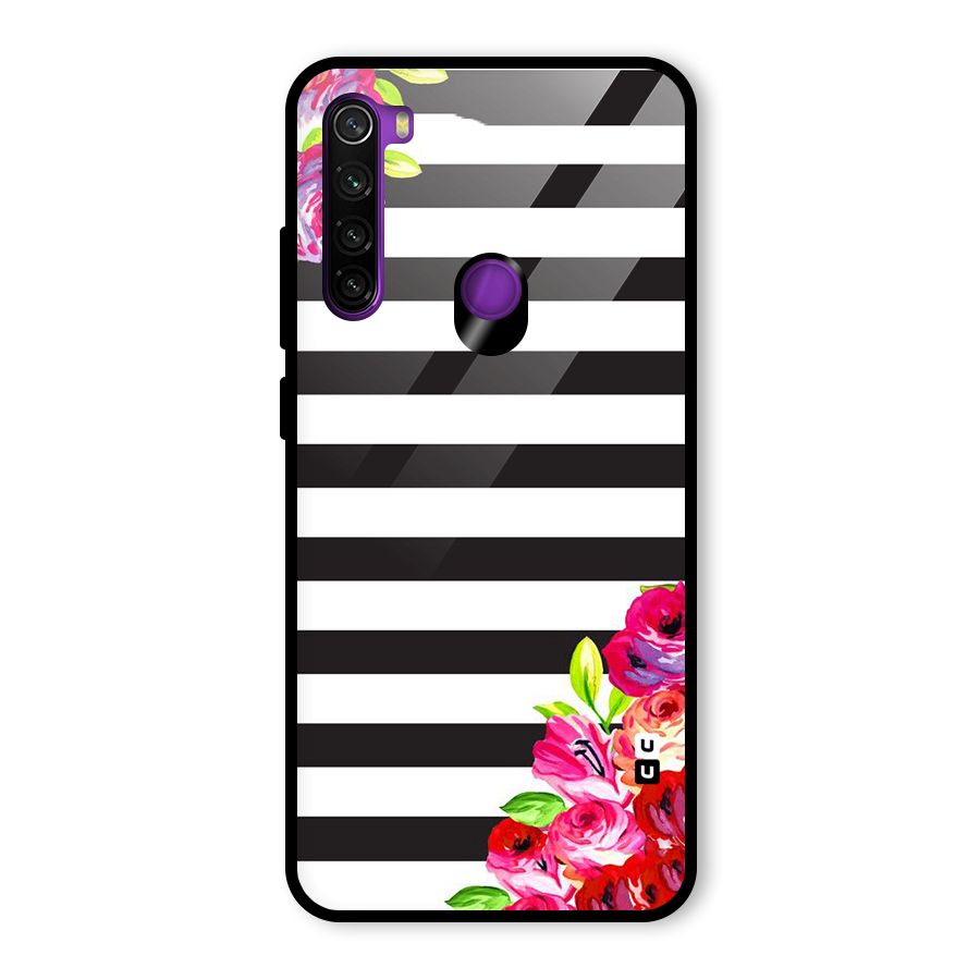 Floral Stripes Glass Back Case for Redmi Note 8