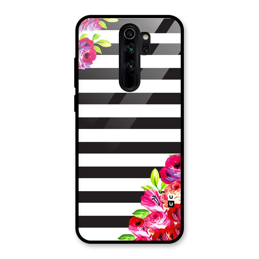 Floral Stripes Glass Back Case for Redmi Note 8 Pro