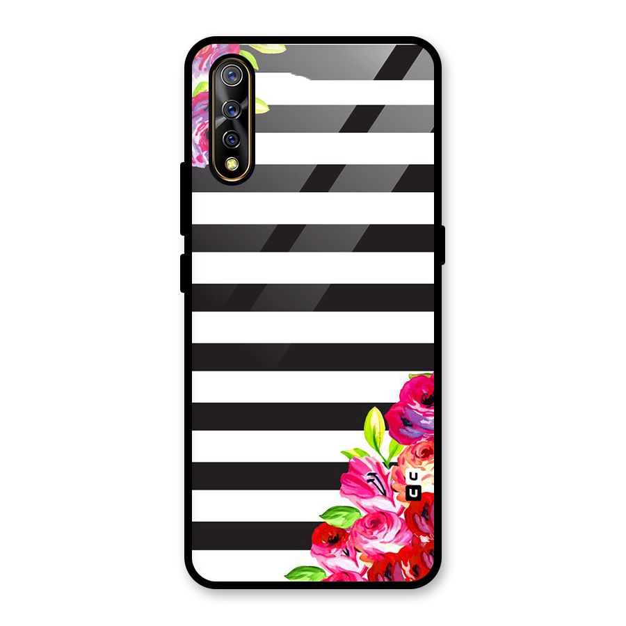 Floral Stripes Glass Back Case for Vivo S1