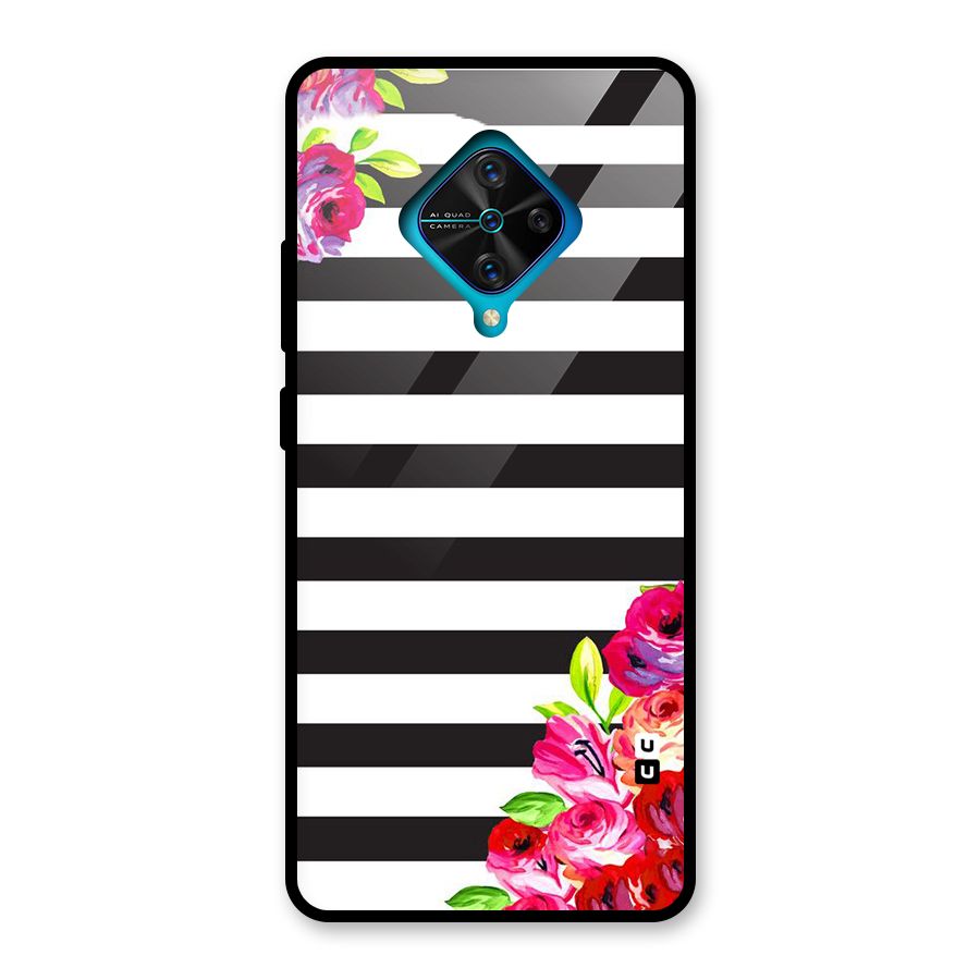 Floral Stripes Glass Back Case for Vivo S1 Pro