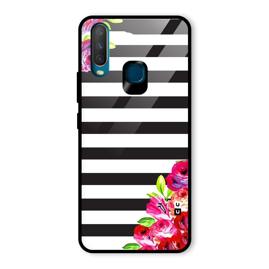 Floral Stripes Glass Back Case for Vivo U10