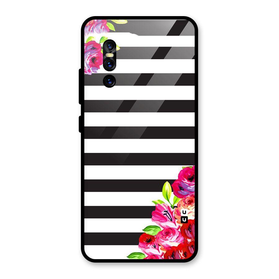 Floral Stripes Glass Back Case for Vivo V15 Pro