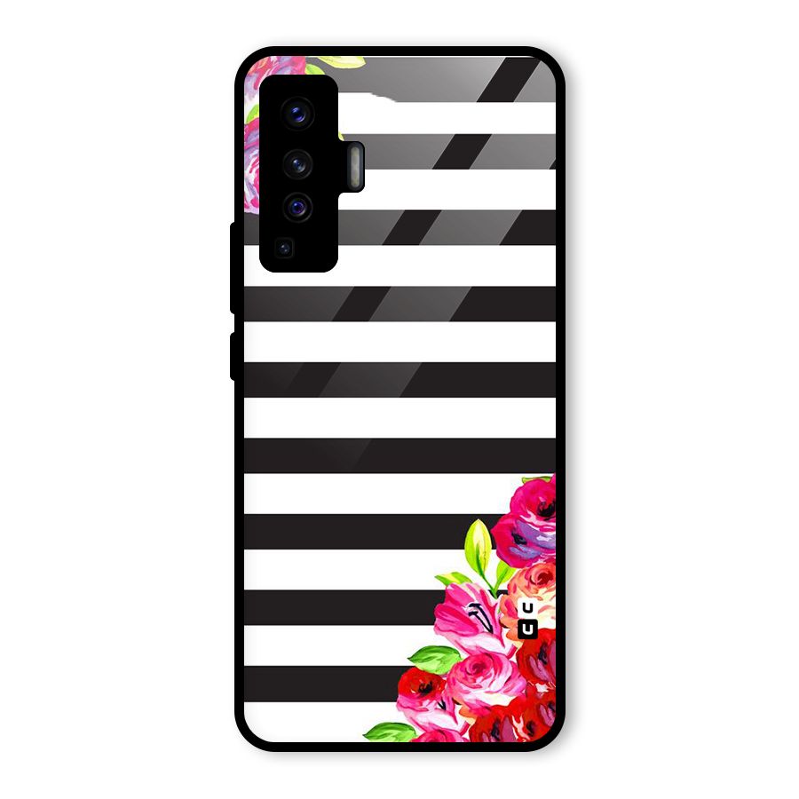 Floral Stripes Glass Back Case for Vivo X50