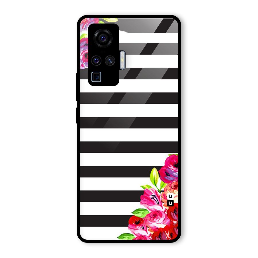 Floral Stripes Glass Back Case for Vivo X50 Pro