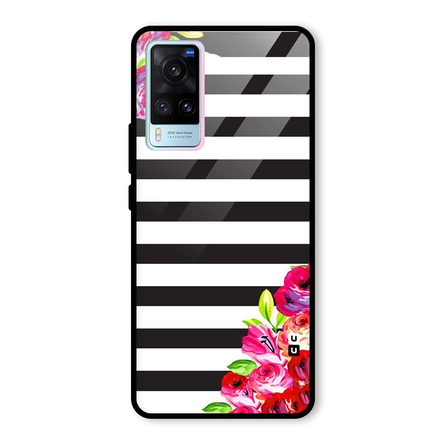 Floral Stripes Glass Back Case for Vivo X60