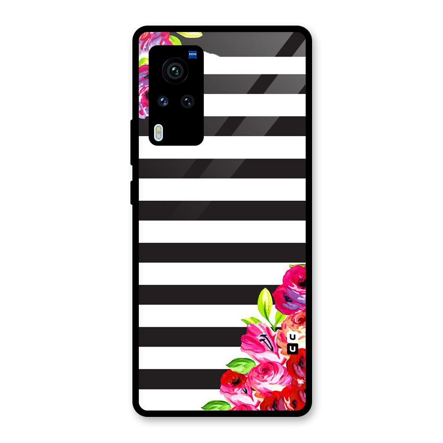 Floral Stripes Glass Back Case for Vivo X60 Pro