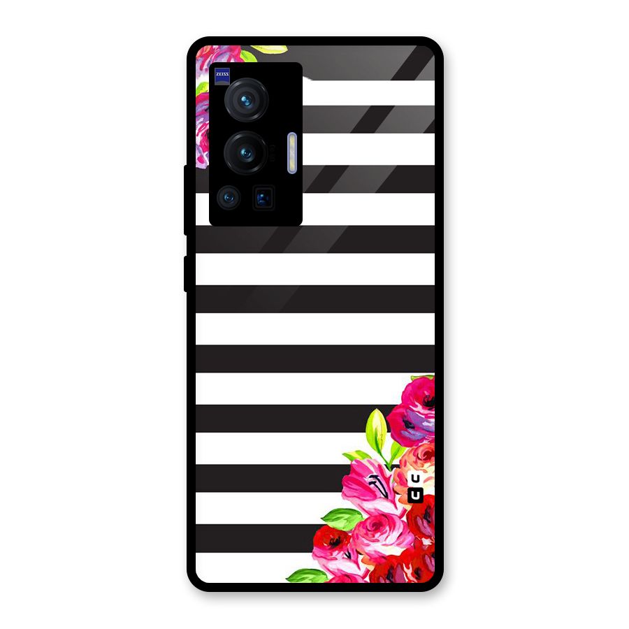Floral Stripes Glass Back Case for Vivo X70 Pro