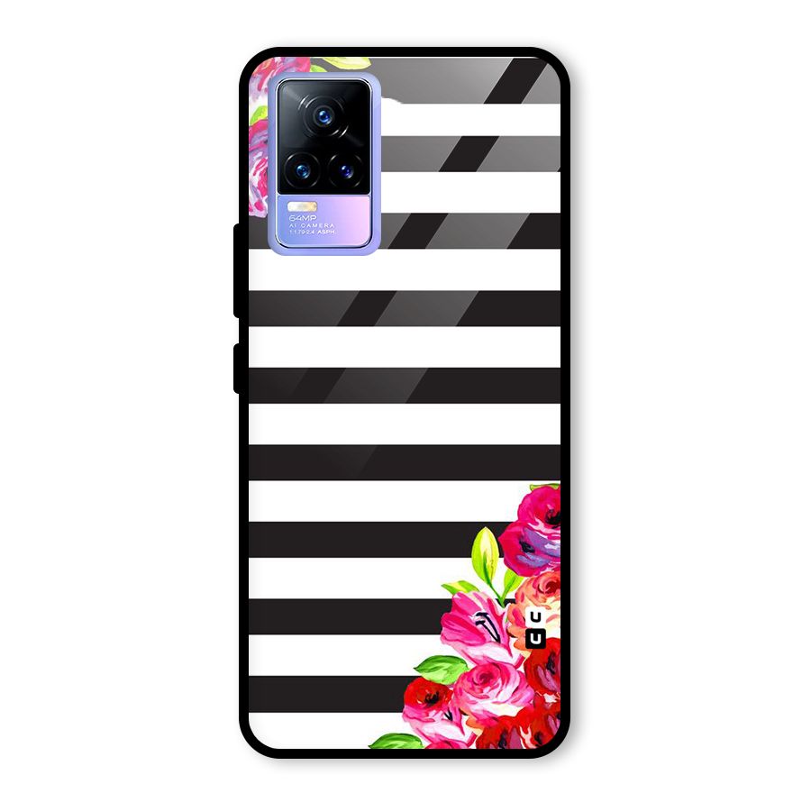 Floral Stripes Glass Back Case for Vivo Y73