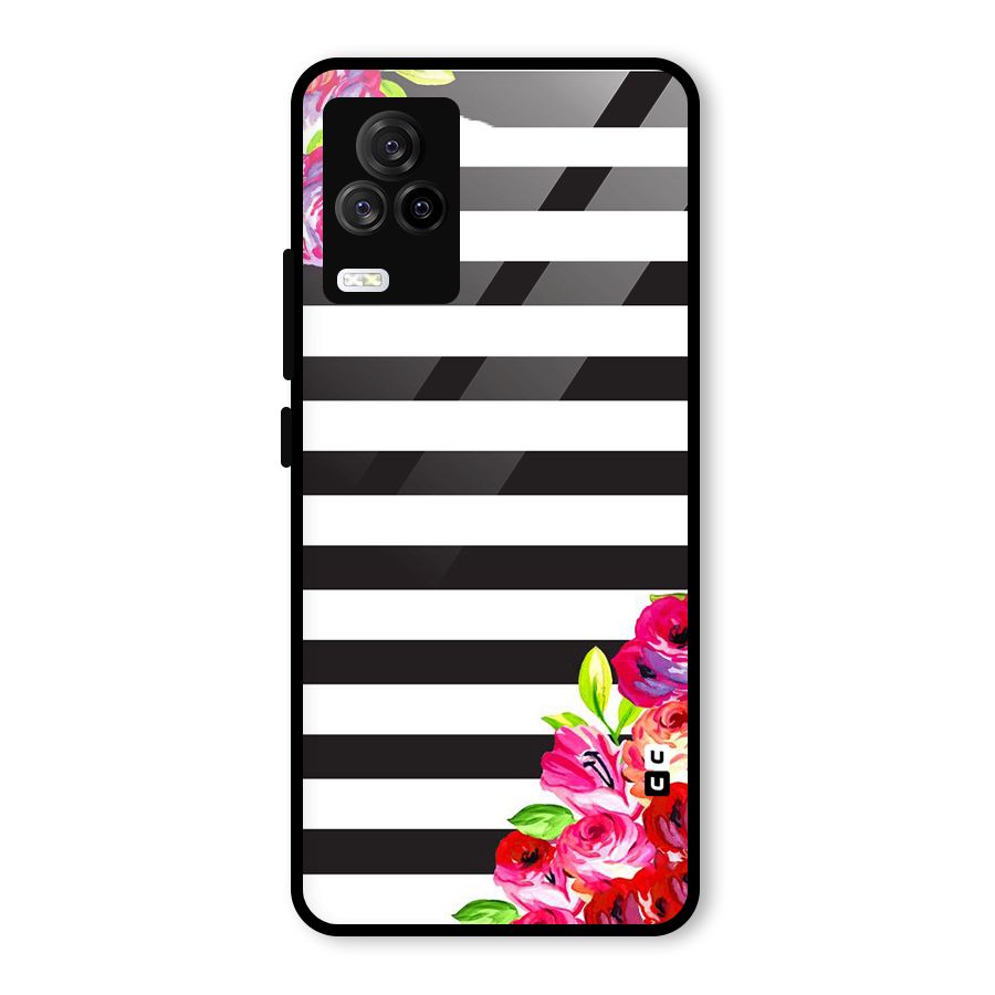 Floral Stripes Glass Back Case for Vivo iQOO 7 Legend 5G
