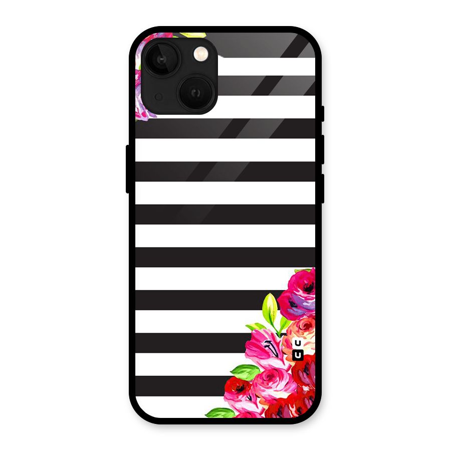 Floral Stripes Glass Back Case for iPhone 13