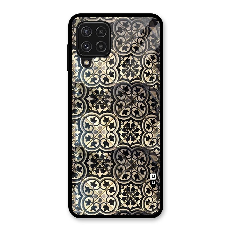Floral Tile Glass Back Case for Galaxy A22 4G