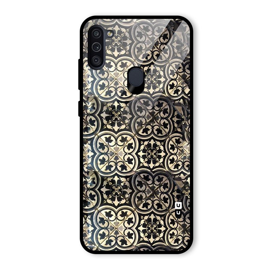 Floral Tile Glass Back Case for Galaxy M11