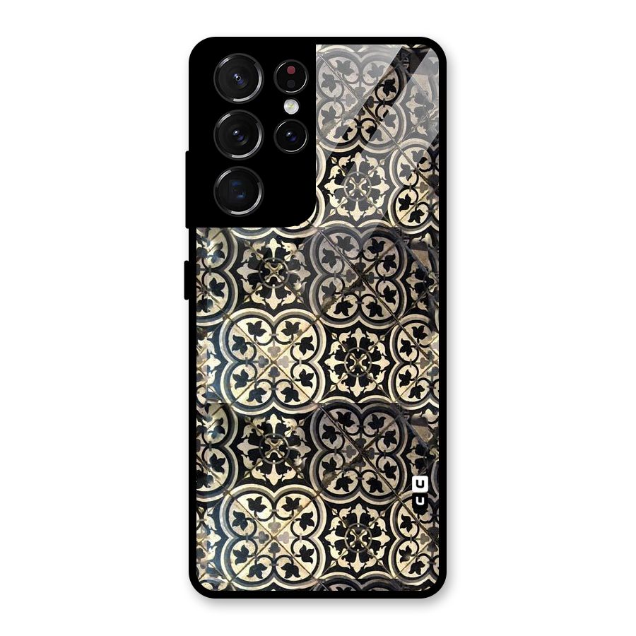 Floral Tile Glass Back Case for Galaxy S21 Ultra 5G