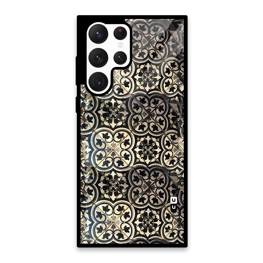 Floral Tile Glass Back Case for Galaxy S22 Ultra 5G