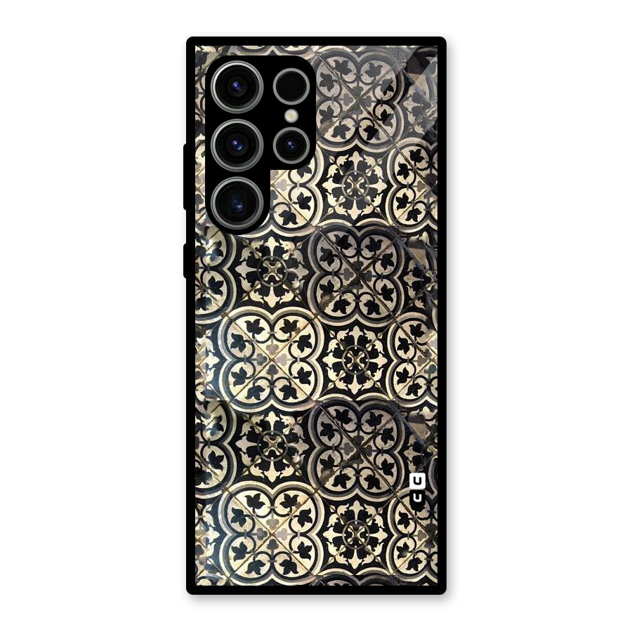 Floral Tile Glass Back Case for Galaxy S23 Ultra
