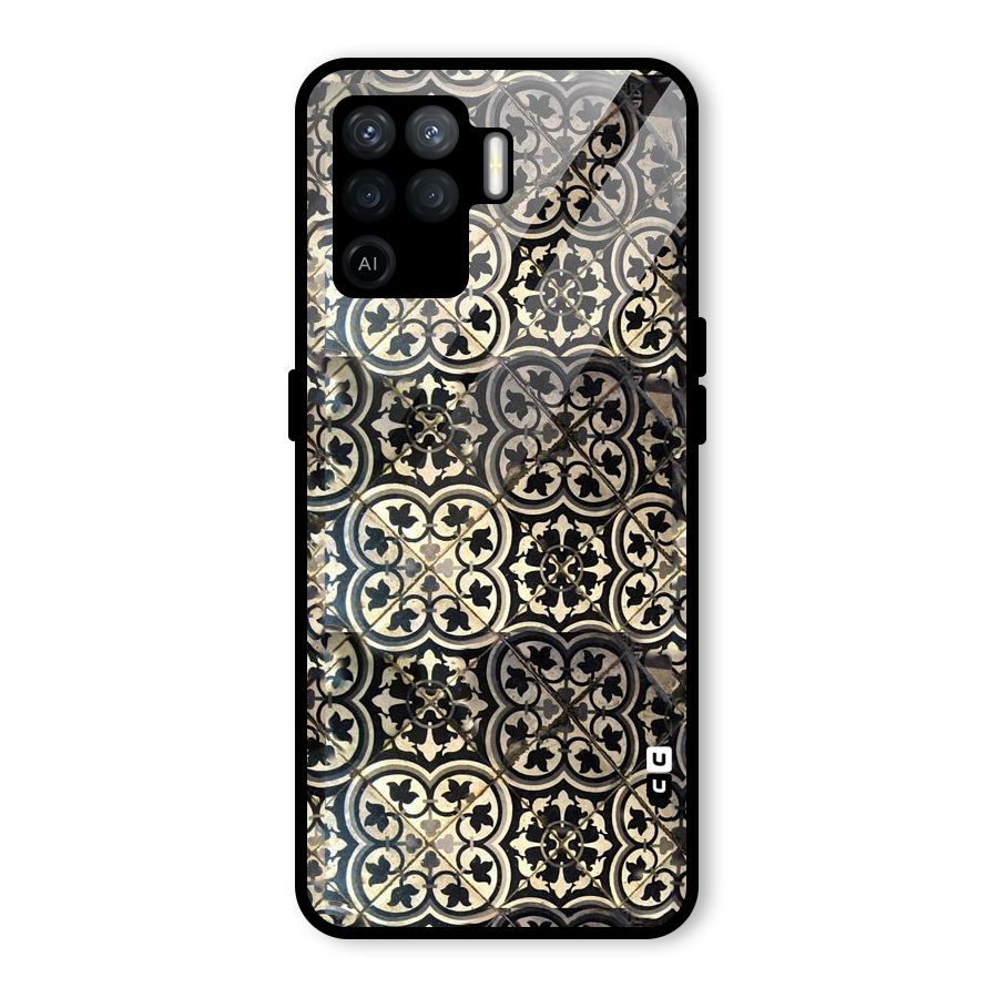 Floral Tile Glass Back Case for Oppo F19 Pro