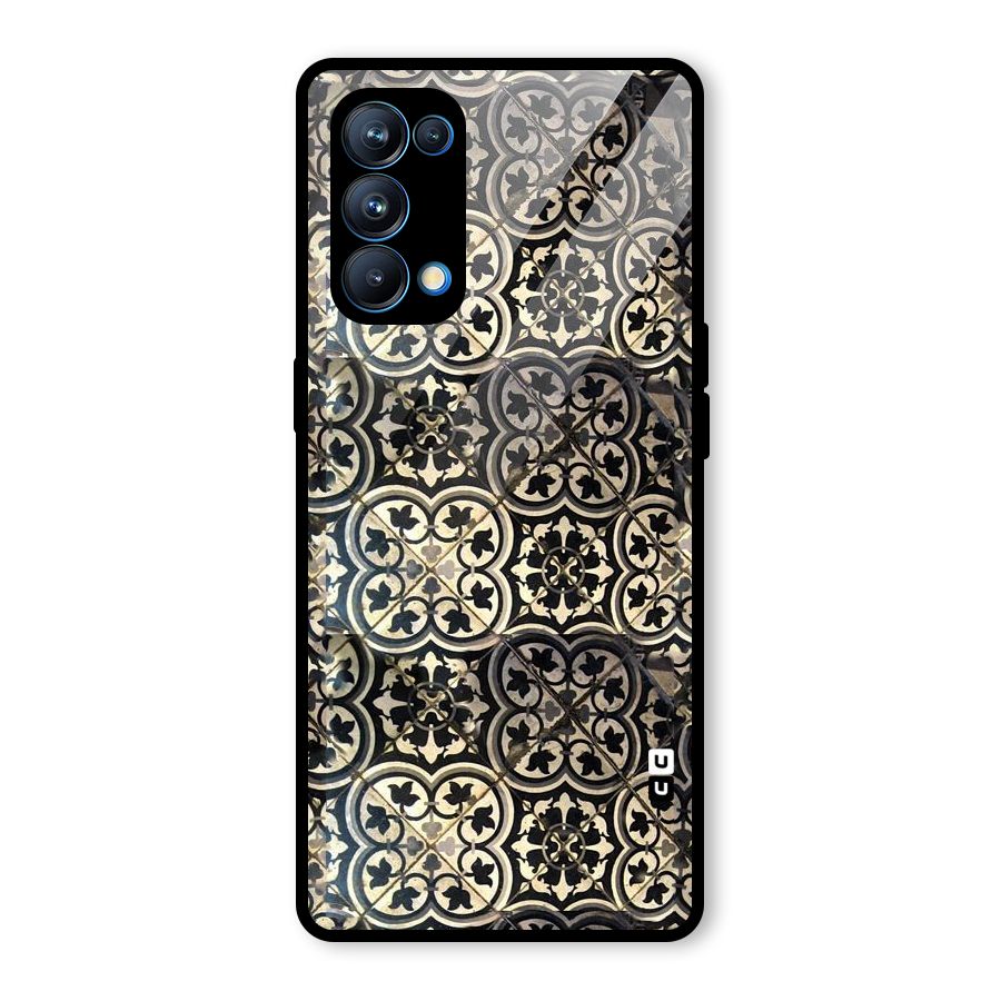 Floral Tile Glass Back Case for Oppo Reno5 Pro 5G