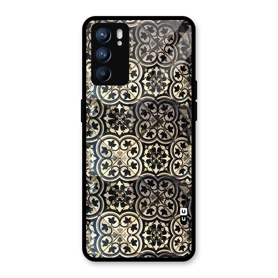 Floral Tile Glass Back Case for Oppo Reno6 5G