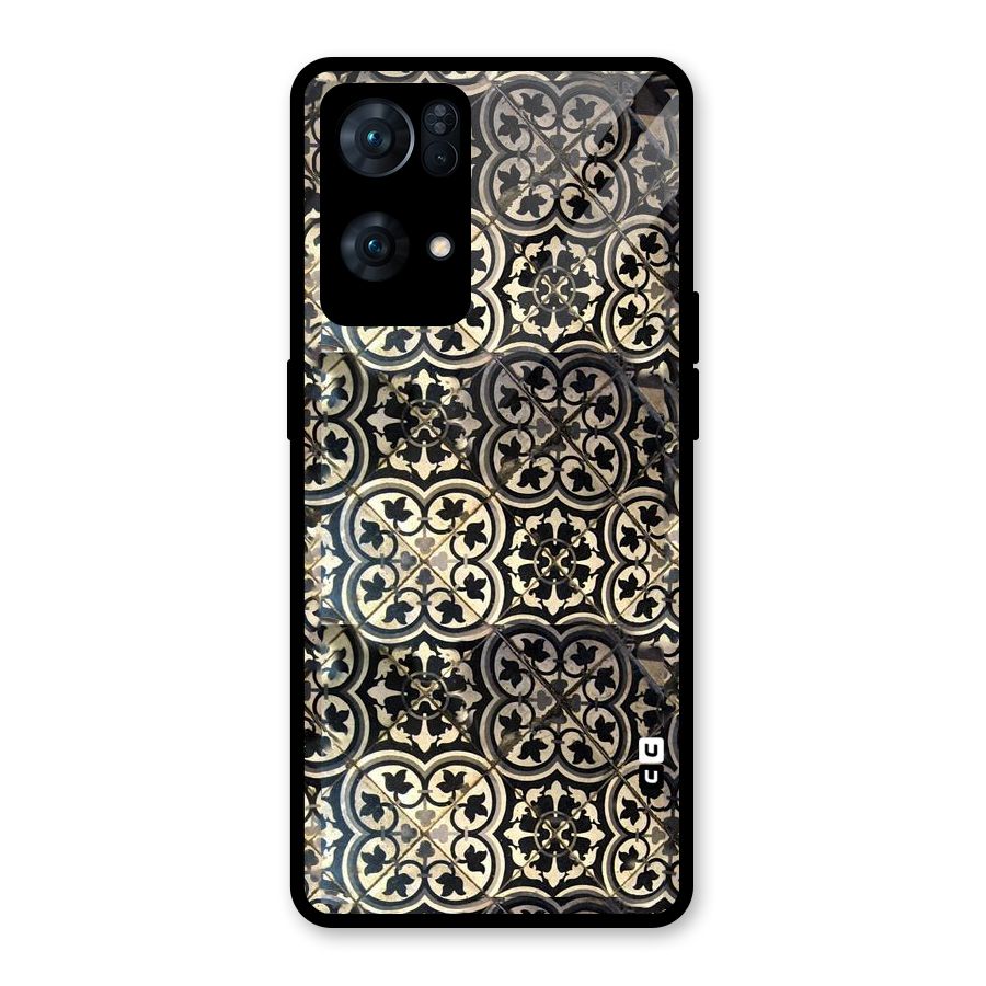Floral Tile Glass Back Case for Oppo Reno7 Pro 5G