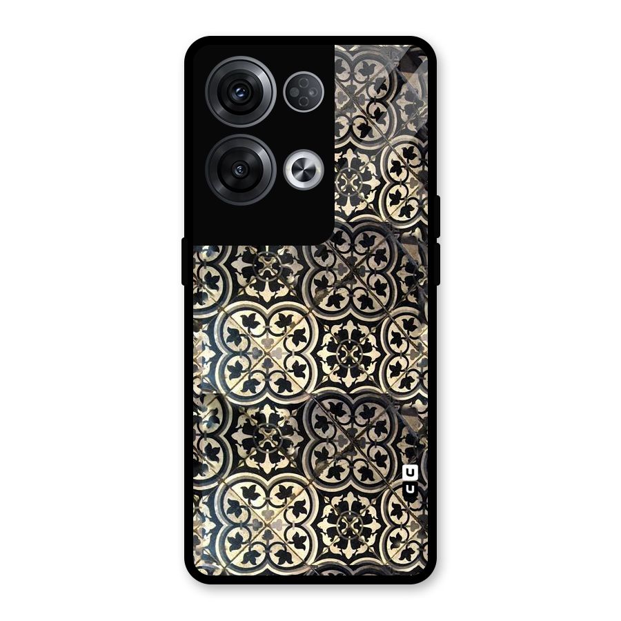 Floral Tile Glass Back Case for Oppo Reno8 Pro 5G