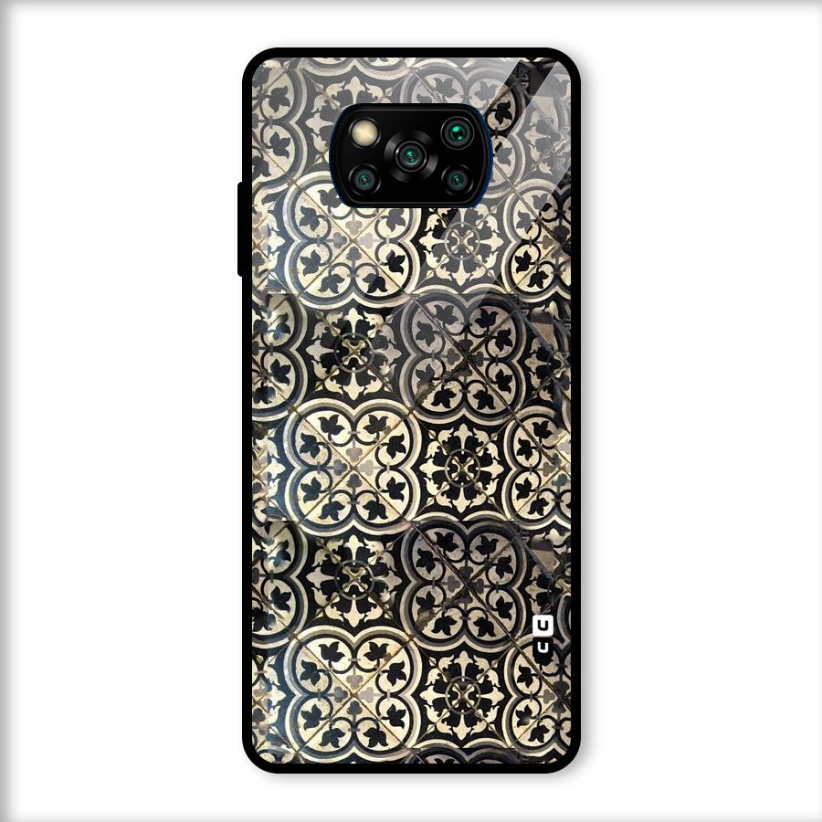 Floral Tile Glass Back Case for Poco X3
